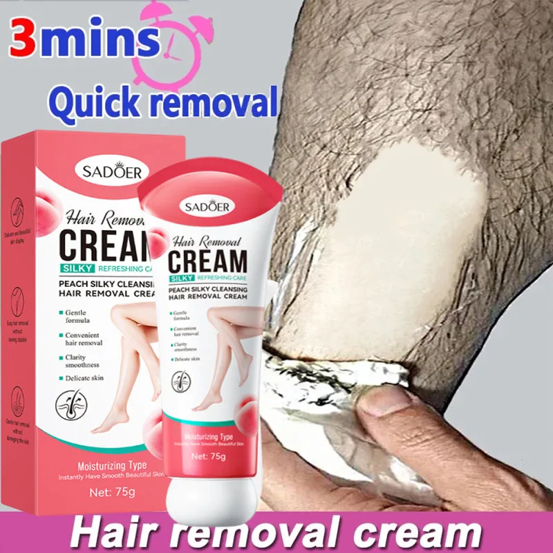 Haarentfernungscreme, schmerzlos, dauerhaft, hemmt das Haarwachstum, für Gesicht, Arm, Achselhöhle, Bein, Intimbereich, für Frauen und Männer, Hautpflege, 75 g