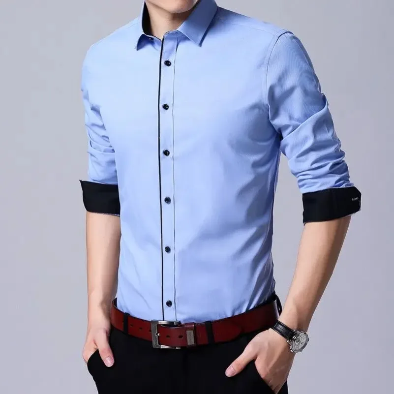 Plus Large Size 9XL Slim Fit Mens Business Casual Long Sleeved Shirt Plain Multi-color Classic Male Social Dress Shirts KOACUS
