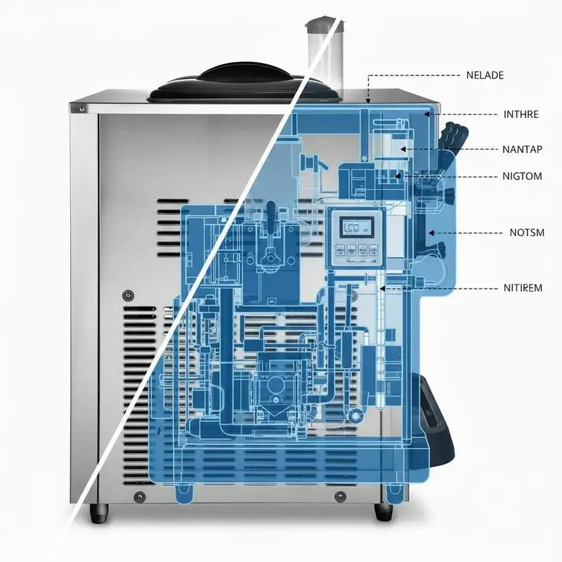 Machine à glace molle professionnelle 2200 W, machine à glace molle de comptoir 22-30 L/h. Machine à glace molle de comptoir, 3 saveurs avec écran LCD. Machine à crème glacée.