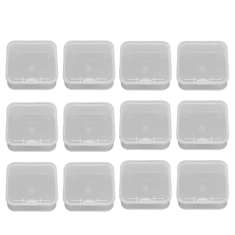 E15E 12Pcs Colorful Plastic Storage Containers Stackable Small Square Boxes with Lid