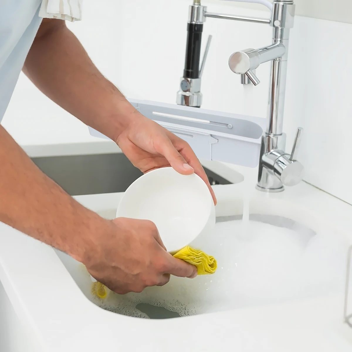 

1pc Premium Sink Rack Rust-Resistant Expandable Storage Holder Kitchen Sponge Soap Organizer Telescopic Rack