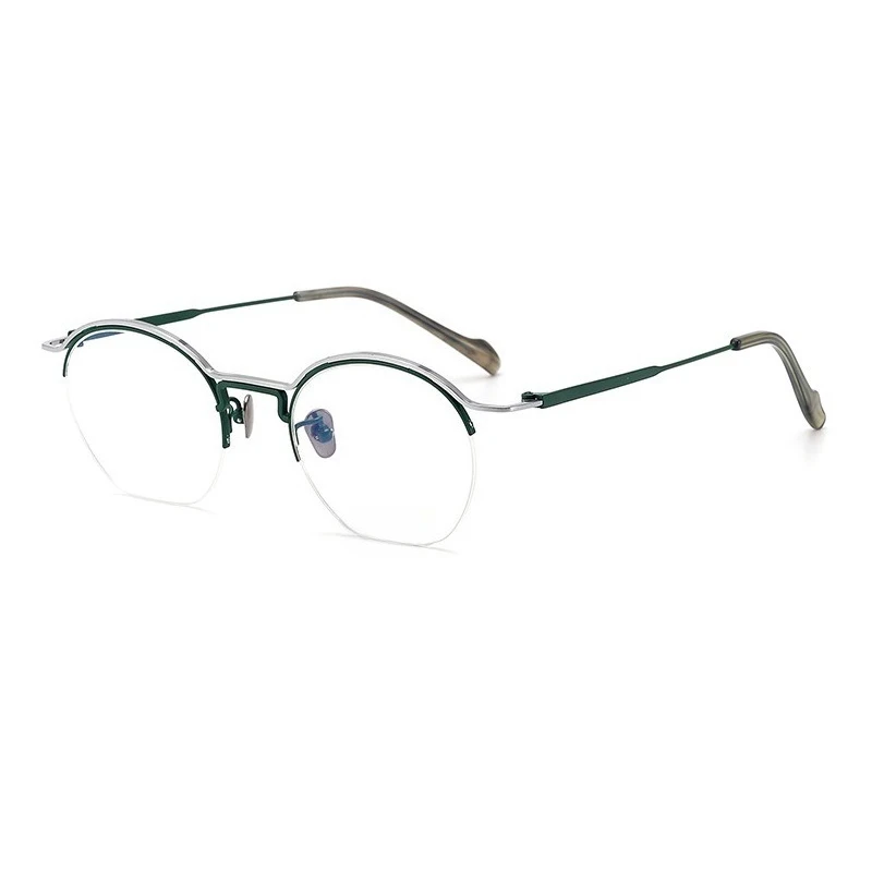 

Ultra-light pure titanium retro round eyebrow line half-frame glasses for men, with personalized color-changing