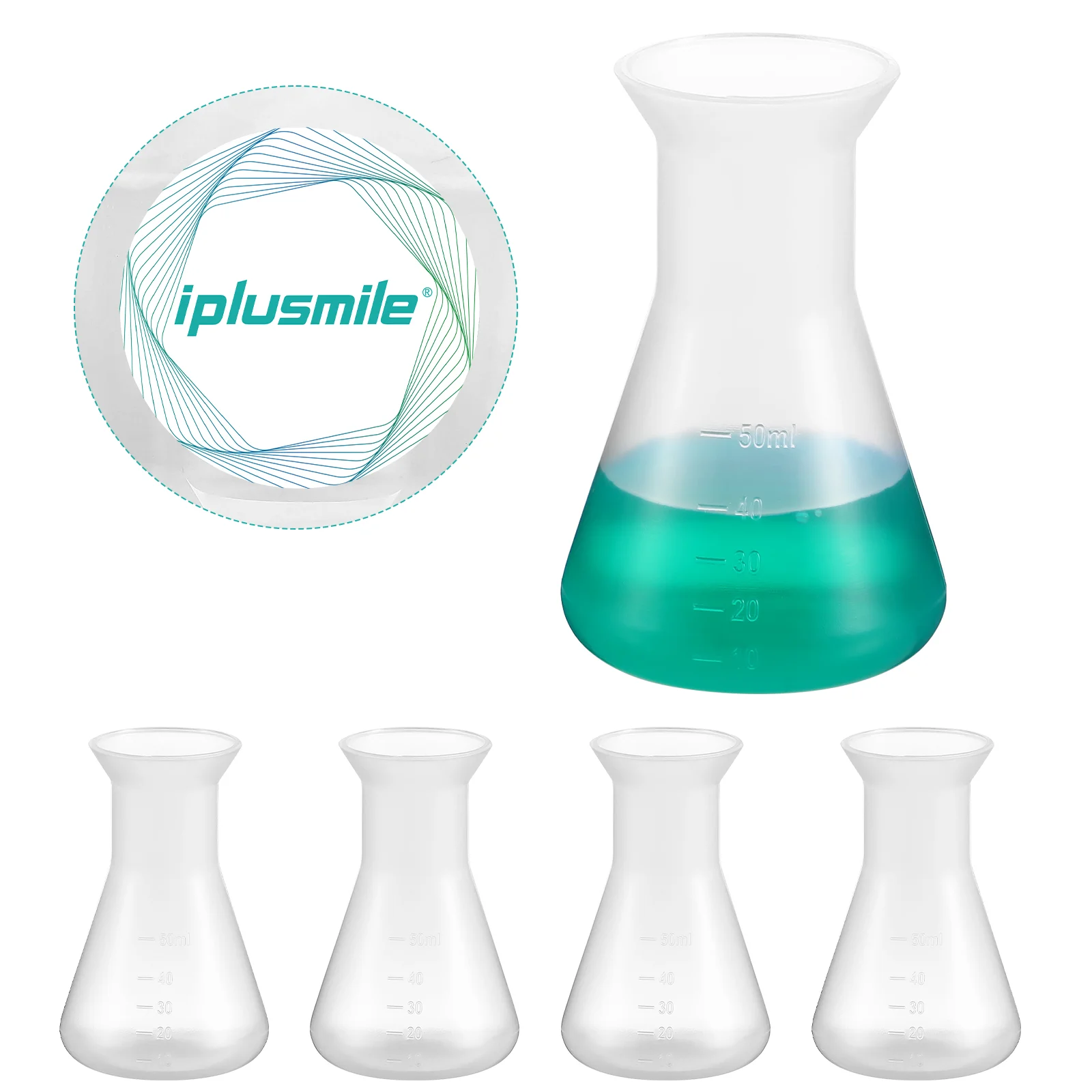 Flcopropriété Erlenmeyer en plastique, 5 pièces, cône conique de mesure transparent, triangle HI