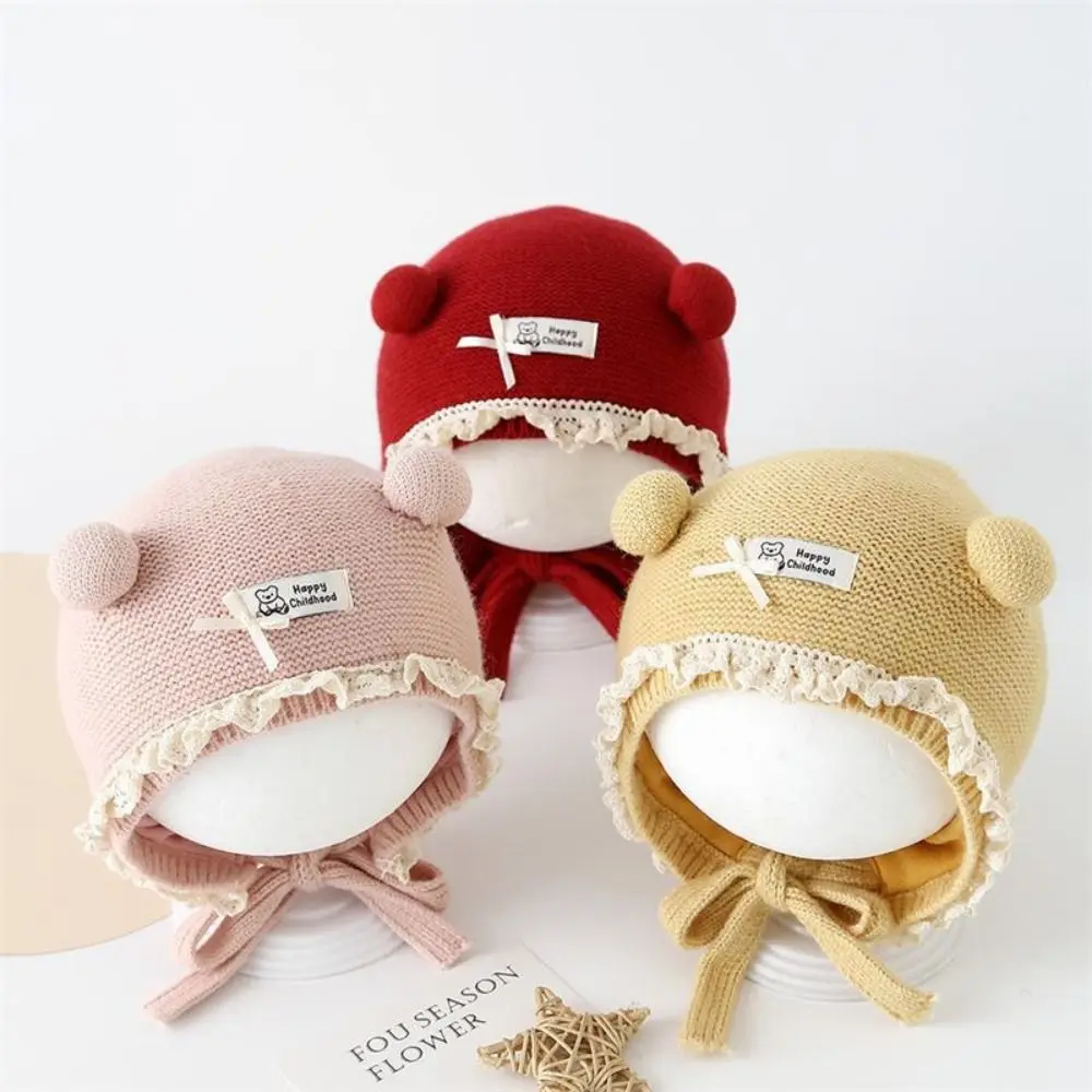 

Breathable Winter Baby Crochet Hat 3-42 Months Solid Color Baby Ear Protection Cap Windproof Thermal Infant Knitted Hat