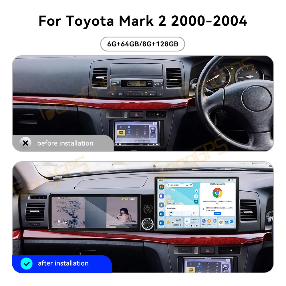 Car Accessories Radio For Toyota Mark 2 2000-2004 Android Auto GPS Navigation Multimedia Stereo Receiver Head Unit Offline Maps