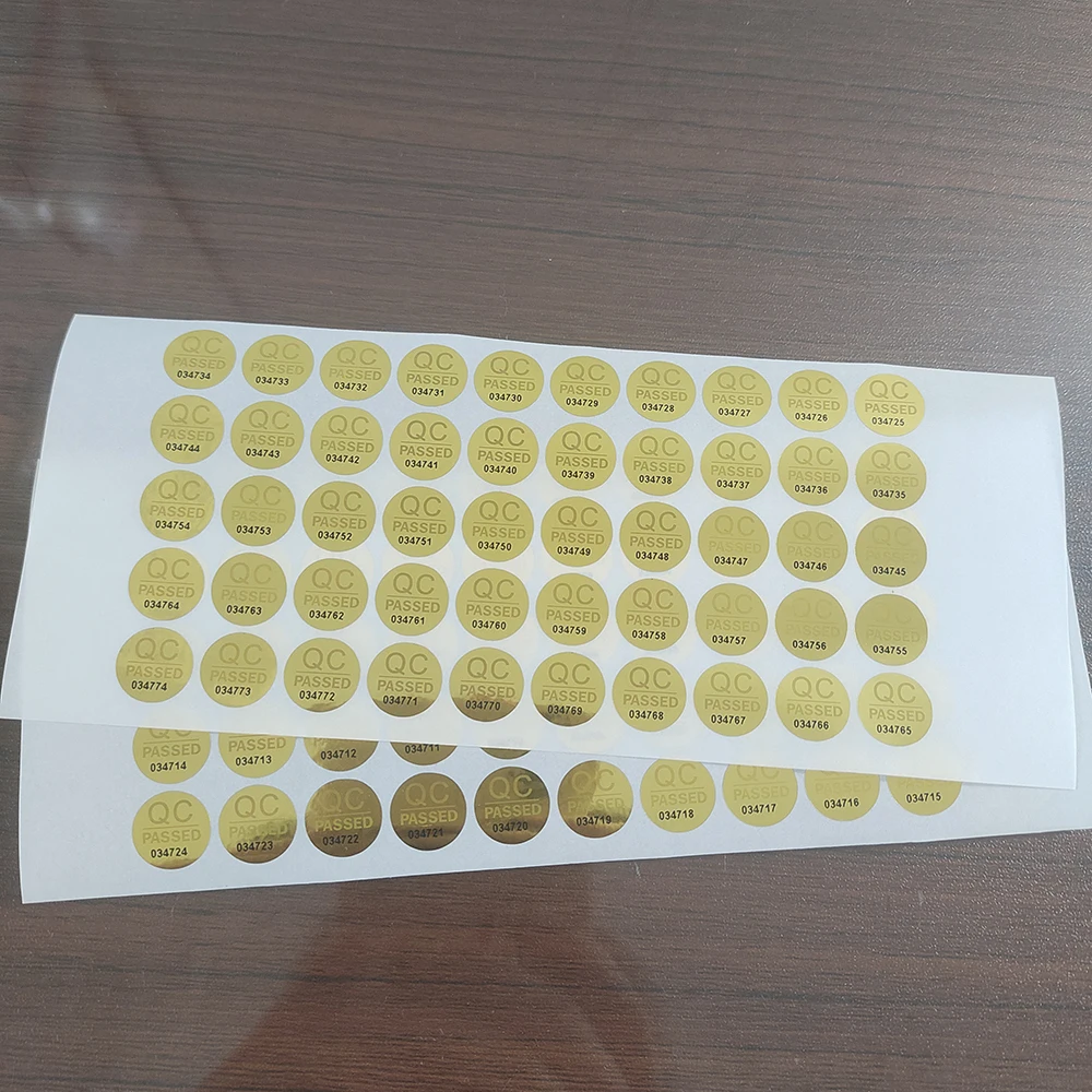 100pcs 12mm Hologram QC Passed Label Continuous Serial Numbers Disposable Security Seal Anti-counterfeit Impossible to Copy