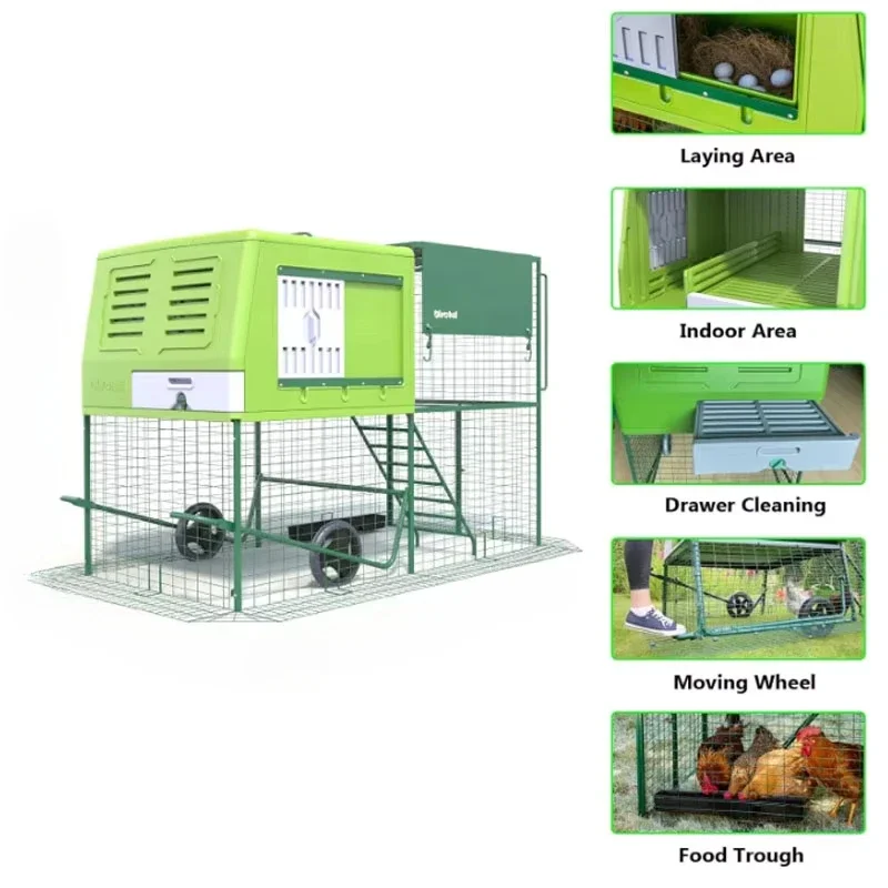 Small Chicken Coop Outdoor Metal Removable Easy To Clean Sturdy and Stable Pet Cage Laying Hen Coop for 4-5 Chickens