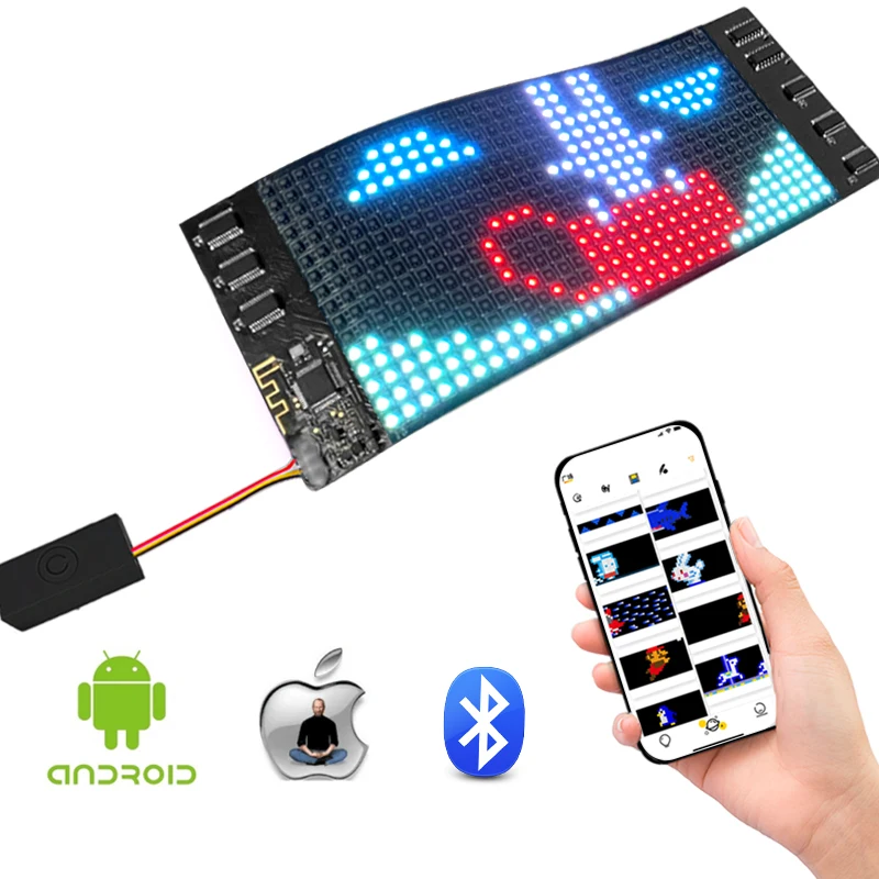 Pantalla LED Flexible de Color RGB, 16x32 píxeles, iluminación para equipo de DJ, decoración de sombreros de tela, bolsas, inserto de bricolaje,