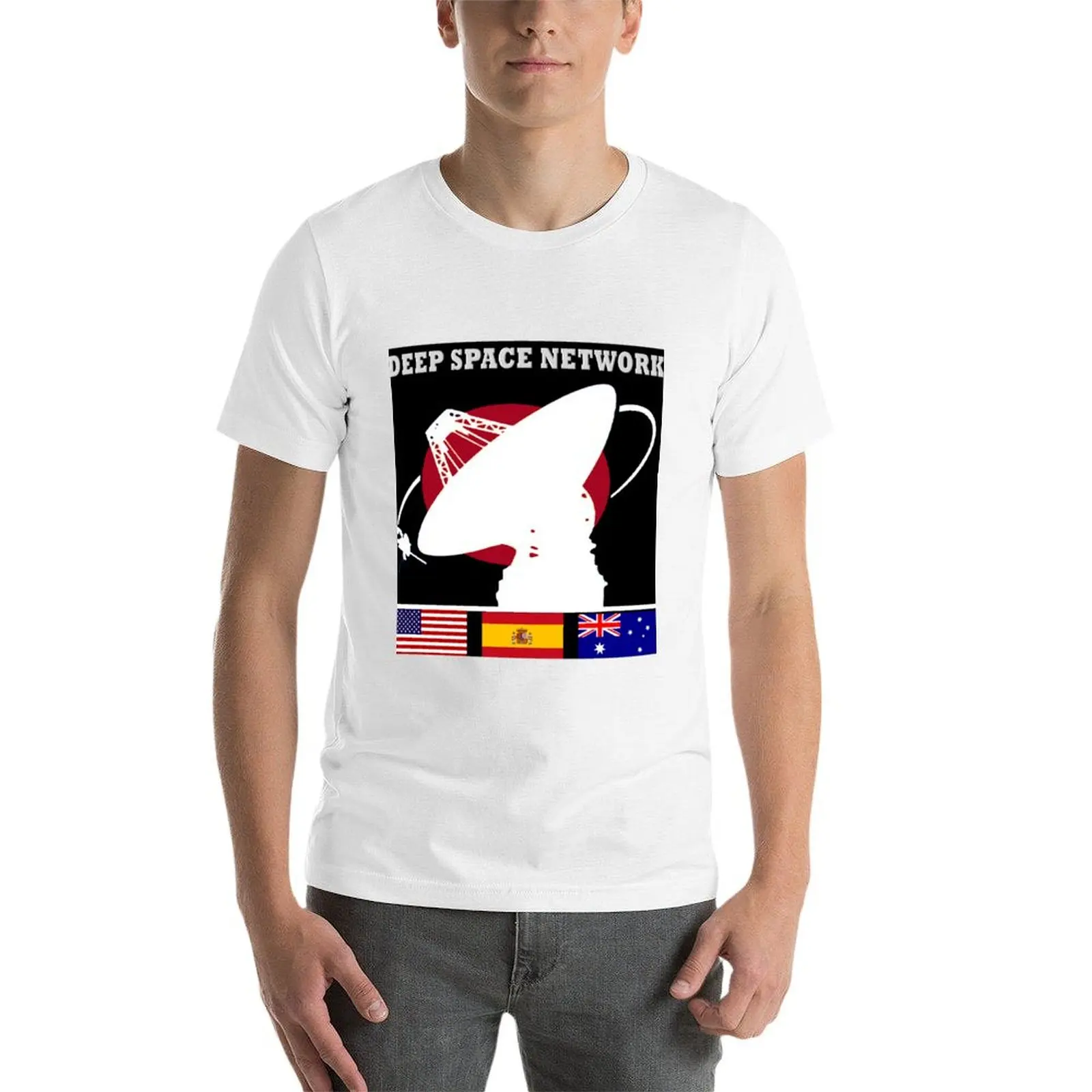 تي شيرت بشعار شبكة الفضاء العميق تي شيرت رجالي للرجال تي شيرت رجالي كاجوال #4
