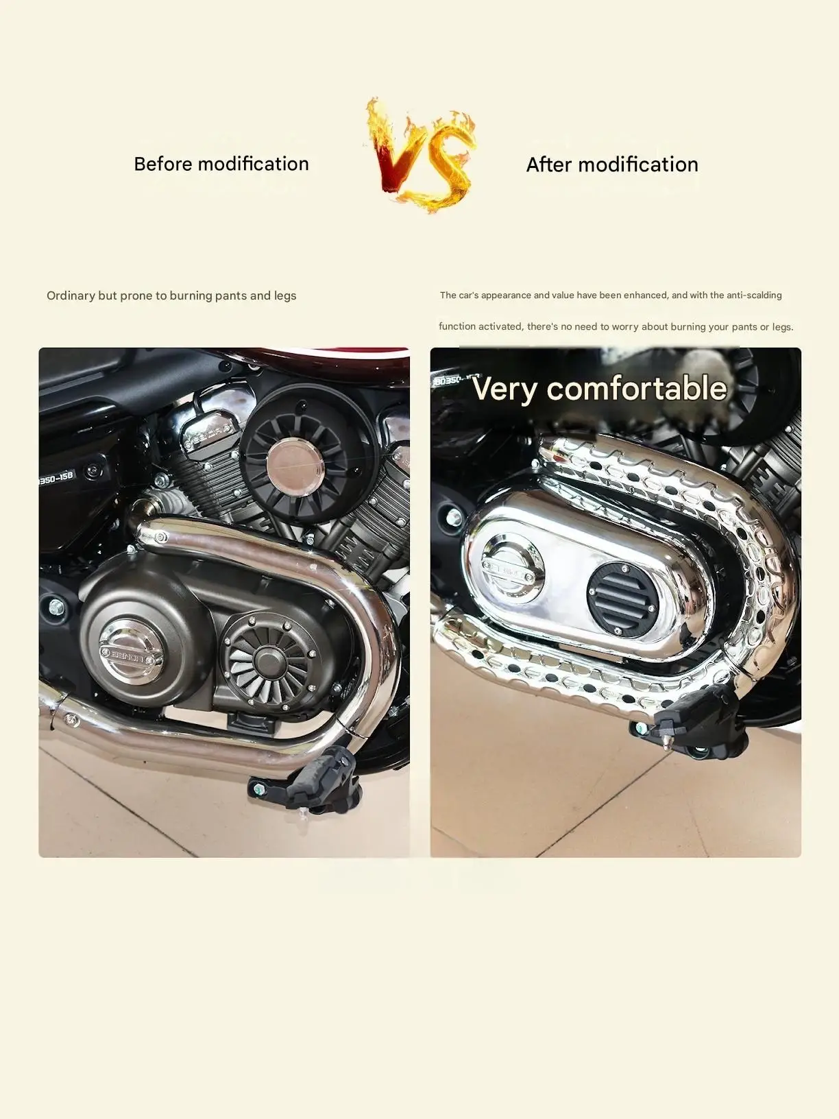 FOR Custom Chinchilla 350 ACE NEO Motorcycle Chrome Clutch Cover Thermal Insulation Shield Part for Enhanced Performance