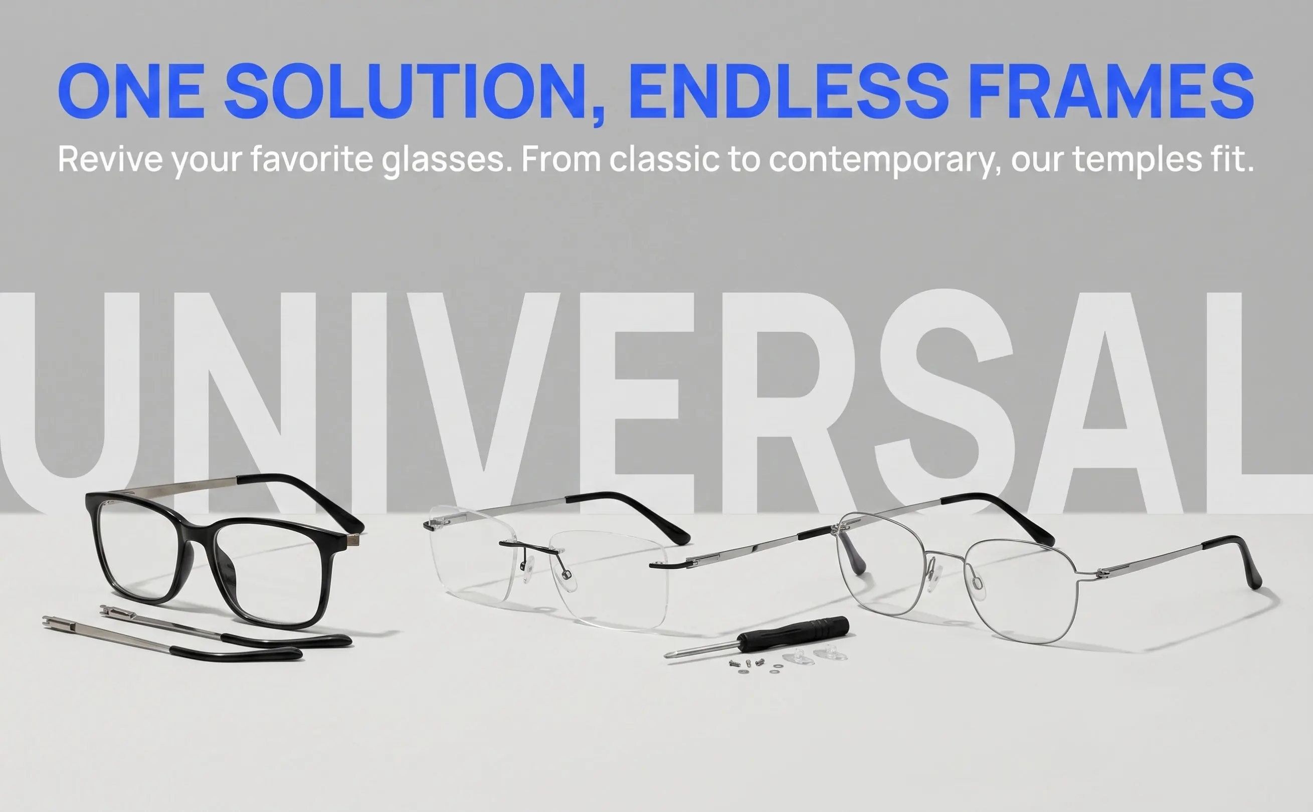 1Pair Sturdy Metal Eyeglasses Replacement Temple Arms Universal Fit for Most Frames Including Sunglasses Reading and