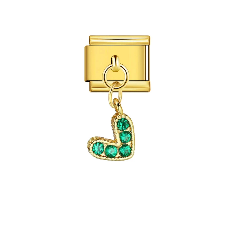 Y2k Bunter Herz-Anhänger mit CZ-Steinchen, Modischer Italienischer Charm-Anhänger, Passend für 9mm Edelstahl-Armbänder, DIY-Schmuckherstellung – Detail 8