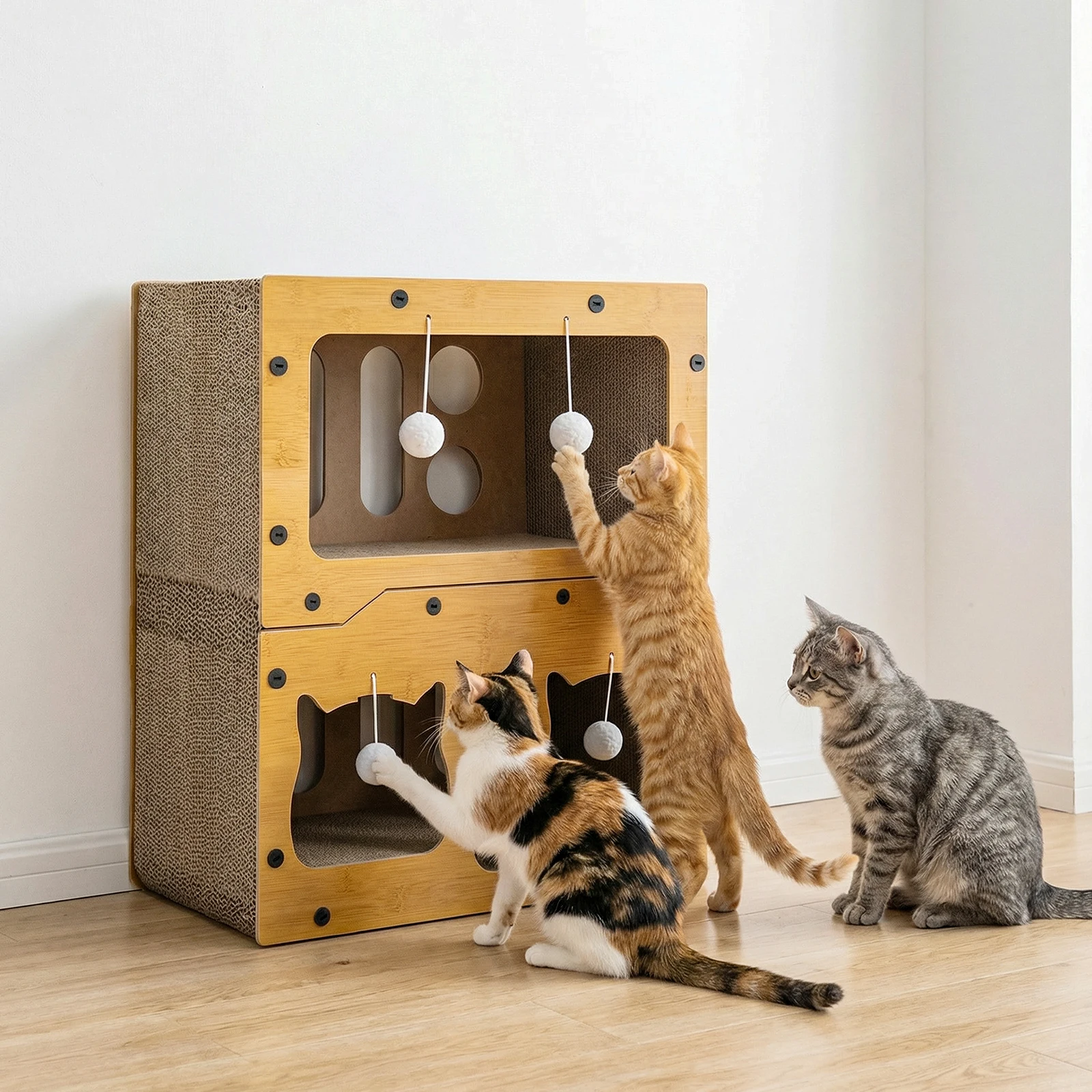 Lit pour chat polyvalent, endroit de repos pour chat, jouet à gratter et à grimper pour chat, lit et griffoir 2-en-1, jouet pour affûter les griffes, jouet de cachette, jouet d'entretenissement pour chat