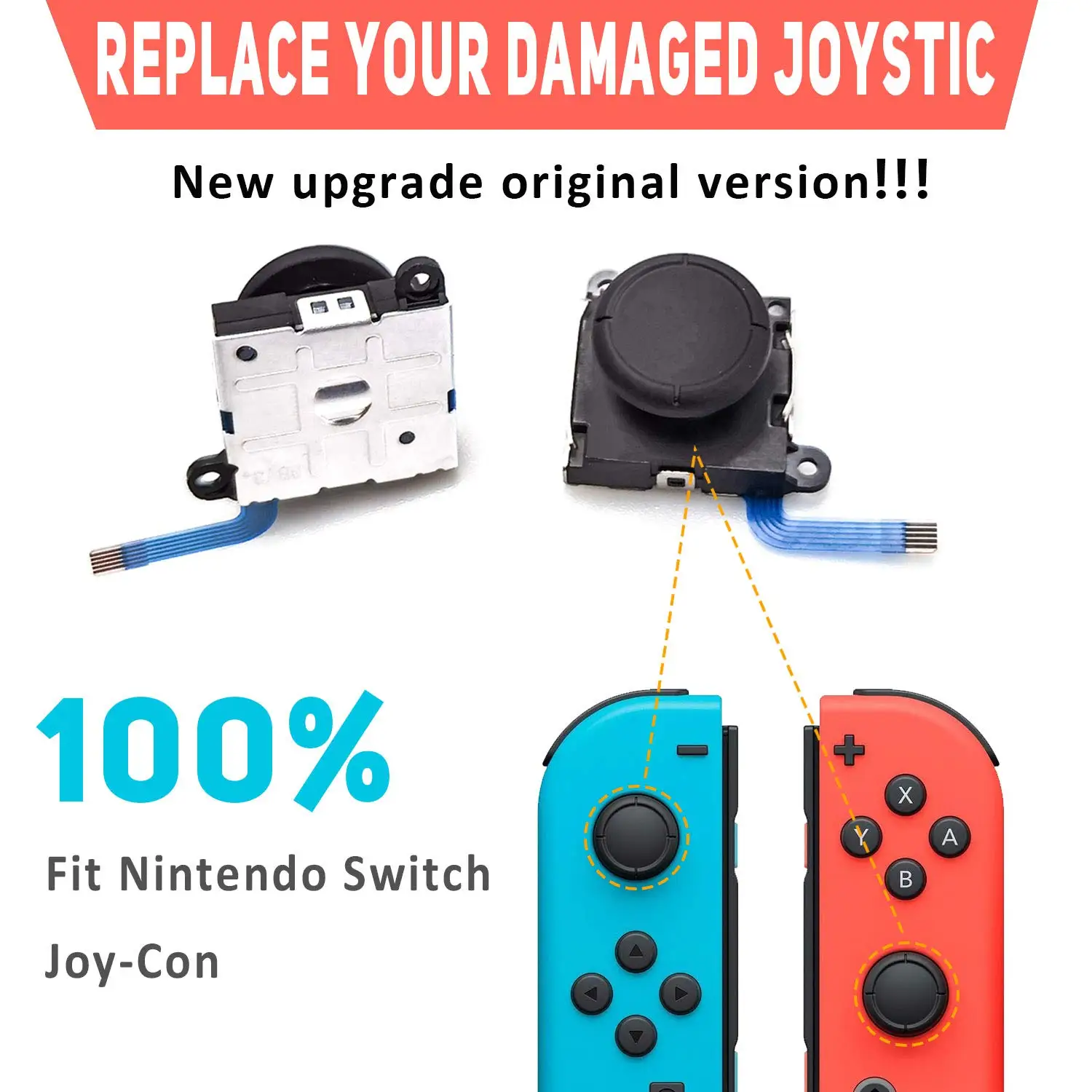 Kit de reparo 15 em 1 para substituição de joystick joycon, 2 pacotes para fix drift nintendo switch, controlador joy-con e joystick switch lite