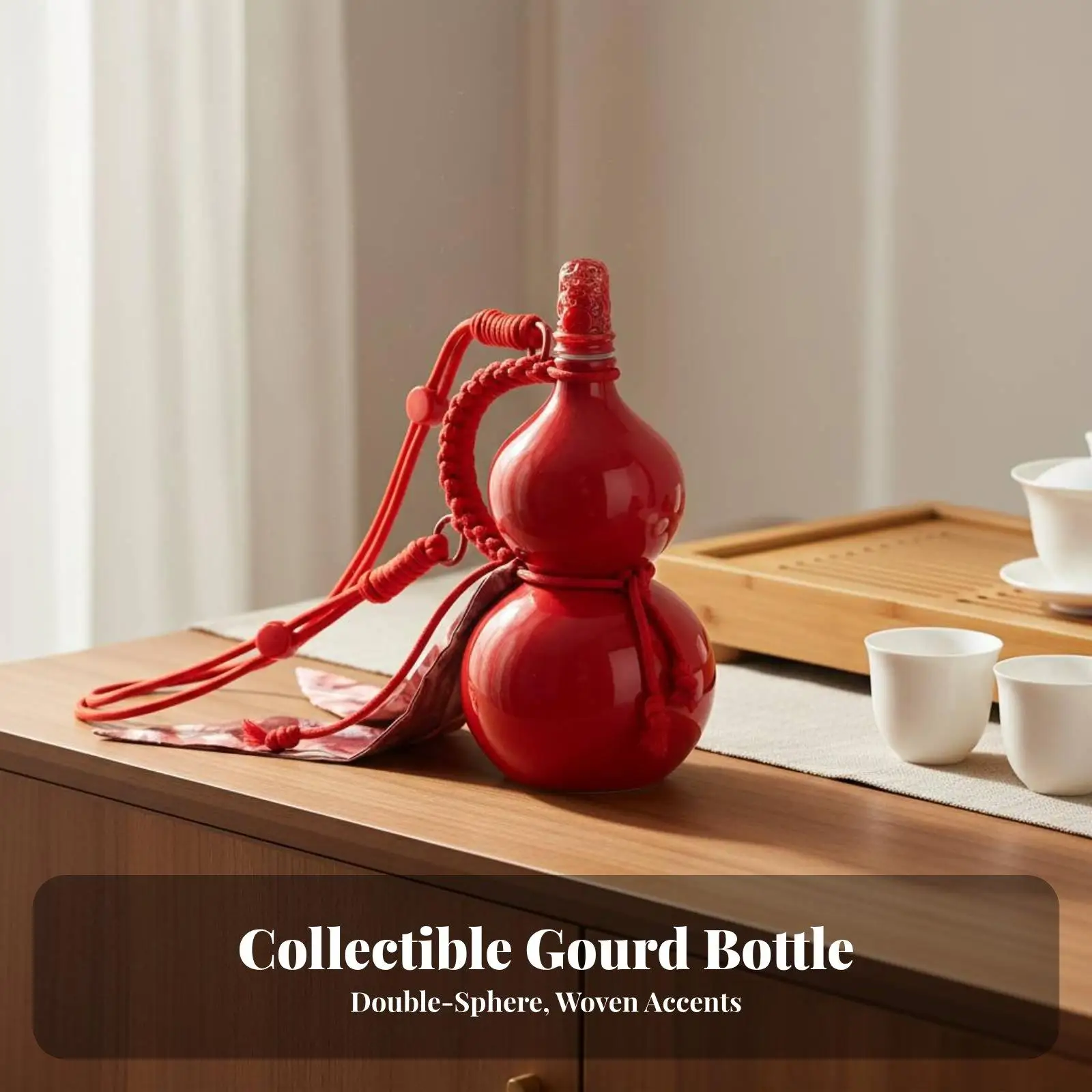 Élégante carafe à vin en céramique, bouteille traditionnelle chinoise en forme de gourde pour servir du saké, décoration intérieure.
