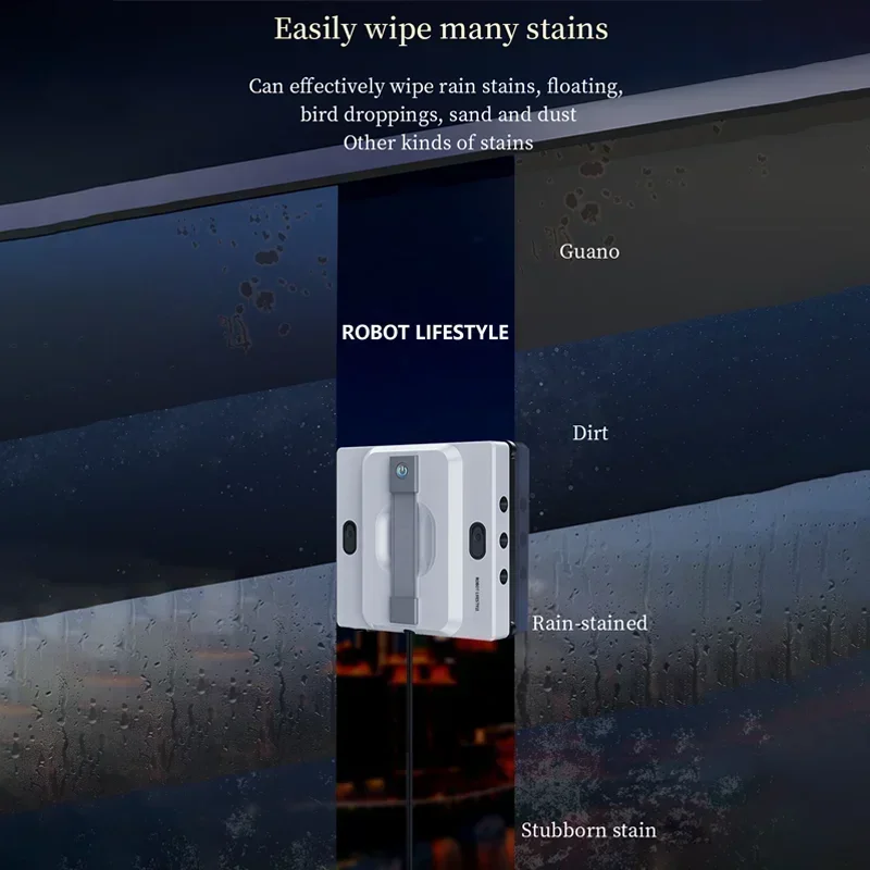 2026 Robot lavavetri robot lavavetri per la pulizia delle finestre in vetro RL528 grande serbatoio dell'acqua da 100 ml, sei getti d'acqua, forte aspirazione 5200 Pa