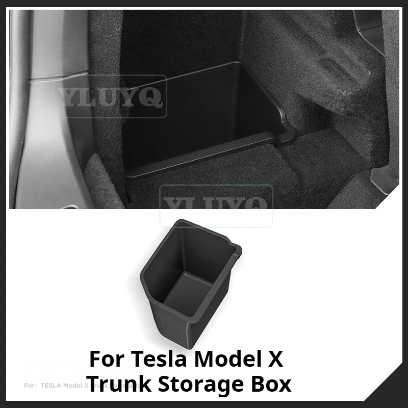 

For Tesla MODEL X Trunk Storage Box Car Organizer TPE Storage Organizer Trash Can Car Interior Accessories