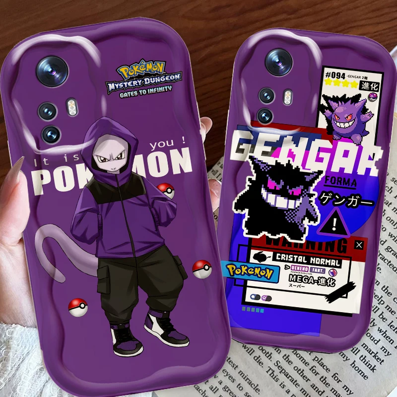 Pokemon Mewtwo Gengar Cute For Xiaomi Mi 14 12 12T 11 Lite Poco M6 X6 X5 X4 X3 M3 F4 Pro GT NFC 5G Wave Oil Back Phone Case