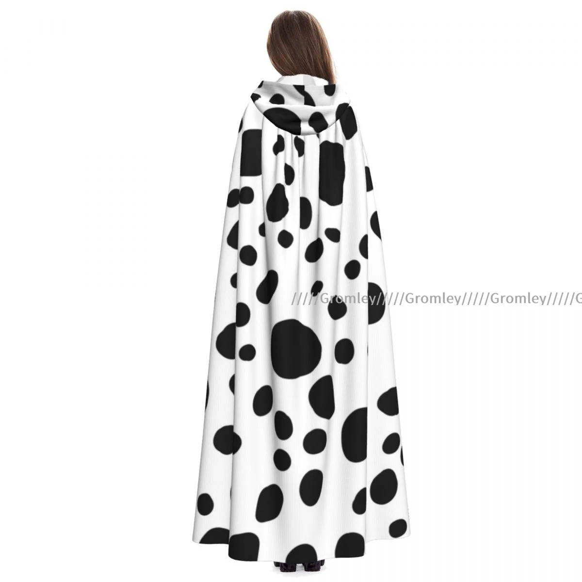 

Adult Abstract Dalmatian Pattern Cloak Cape Hooded Medieval Costume Witch Wicca Vampire Halloween Costume Dress Coat