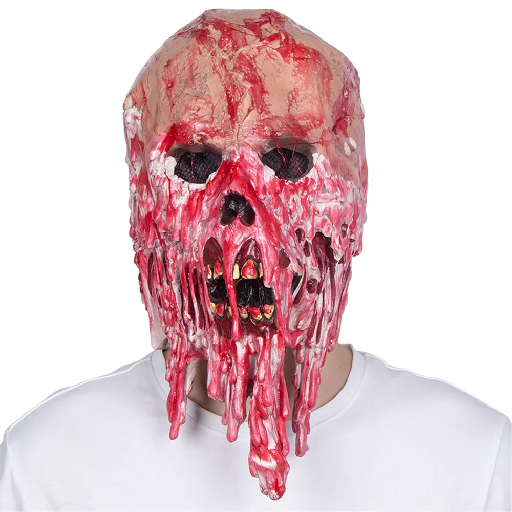 

Halloween Bloody Face Zombie Mask Scary Costume Party Cosplay Ghost Horror Headgear Latex Melting Blood Skull Mask