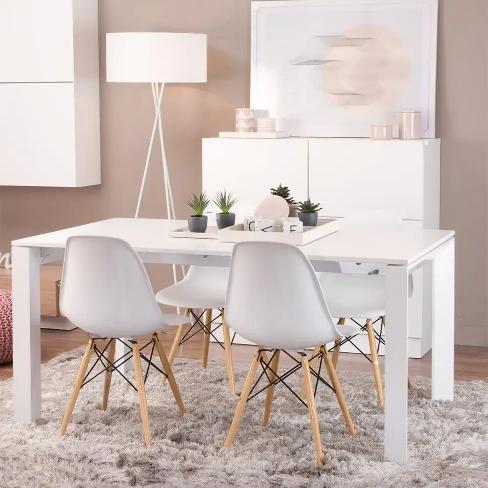 Silla de comedor de estilo moderno preensamblada, silla DSW moderna de mediados de siglo, silla de salón de concha de plástico para cocina, comedor, dormitorio