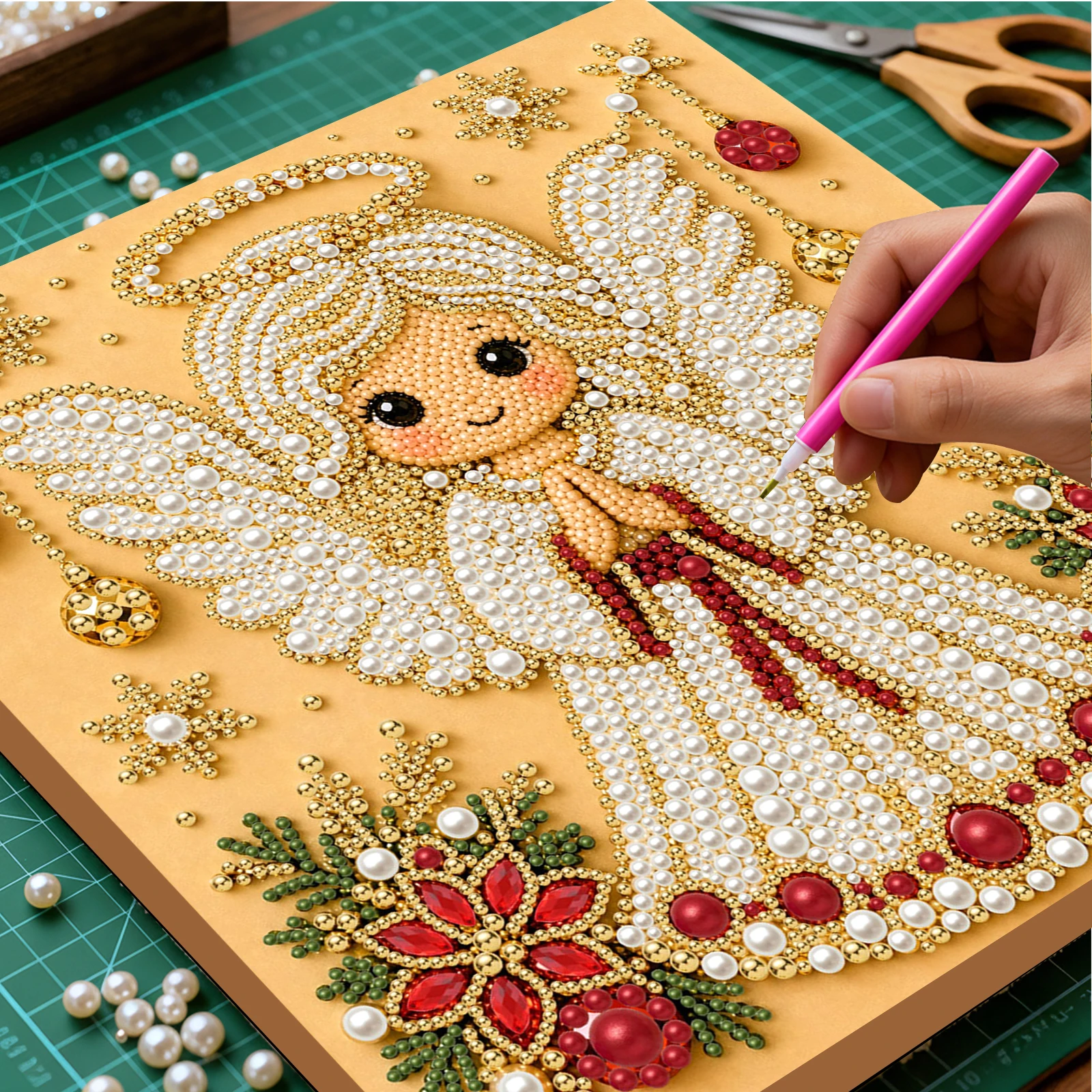 Art Craft Kit - DIY Perlenmalerei-Set mit Rahmen 20x20cm Perlenmalerei-Kunstset