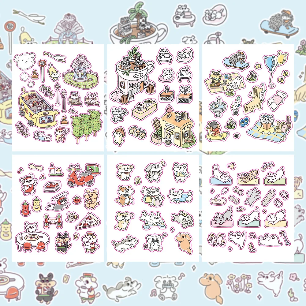 Ins Korean Kawaii Dog Stickers Cute Cartoon Puppy Pattern Creative DIY Stickers for Handbook Journal Craft Ornament