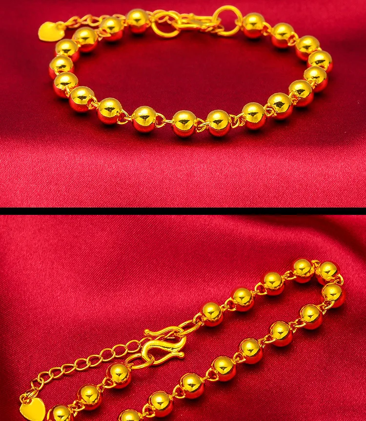 Solid Round Bead Bracelet for Unisex, 24K Gold, AU999 | Rotating solar terms beads, educational & stylish for culture lovers.