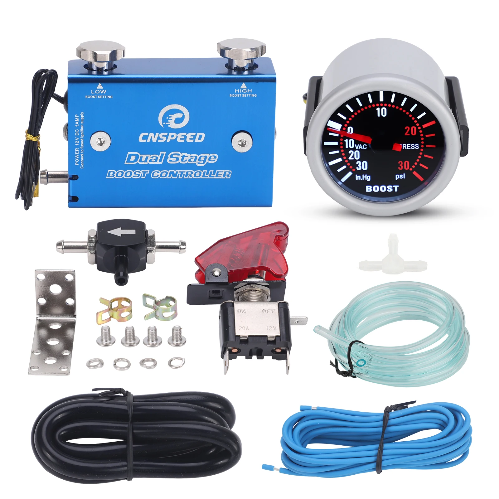 12V Universal Car Auto LED Turbo Boost Gauge PSI Pointer Digital Meter with Dual stage turbocharger boost electronic controller