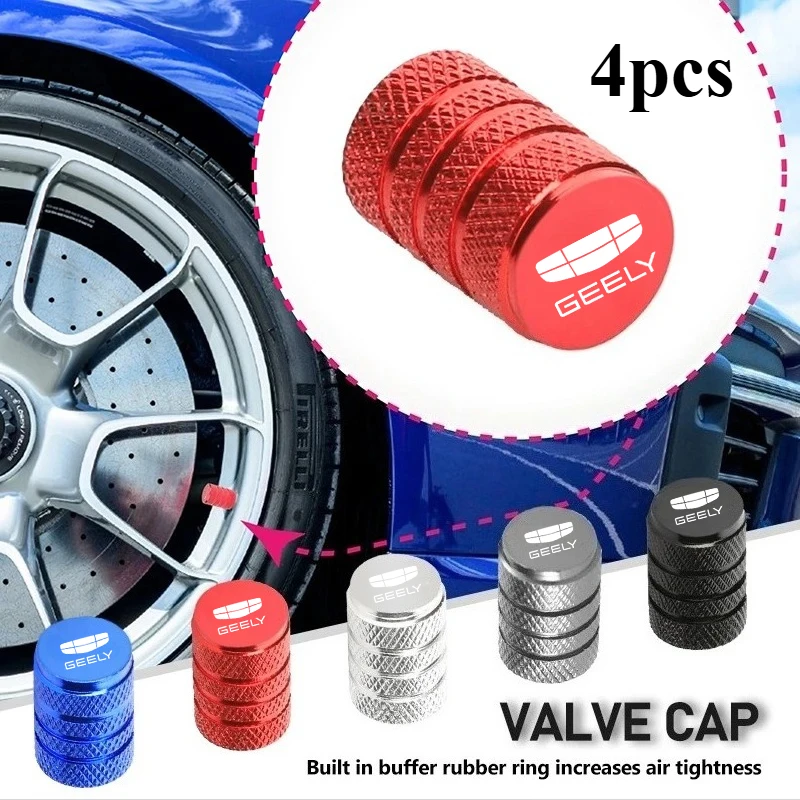 Car Wheel Tire Valve Caps Tyre Stem Covers Airdust Waterproof Car Accessories For Geely Atlas Coolray Emgrand EC7 EC8 X7 EX7 CK2