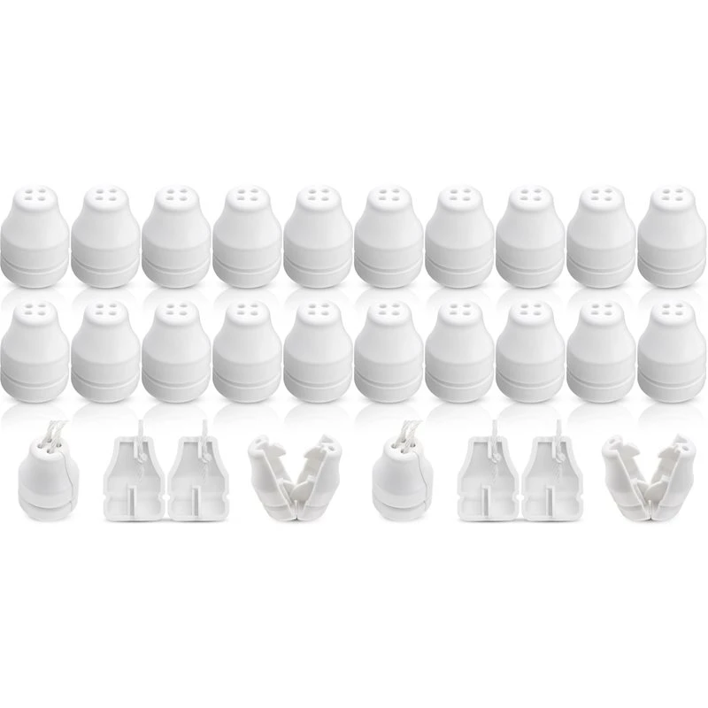 UISN 20 Pack Blind Pull Cord Knobs-Anti-Strangulation Breakaway Design (Bell Shape, 4-Hole) Plastic Tabs, Install Fits Blinds