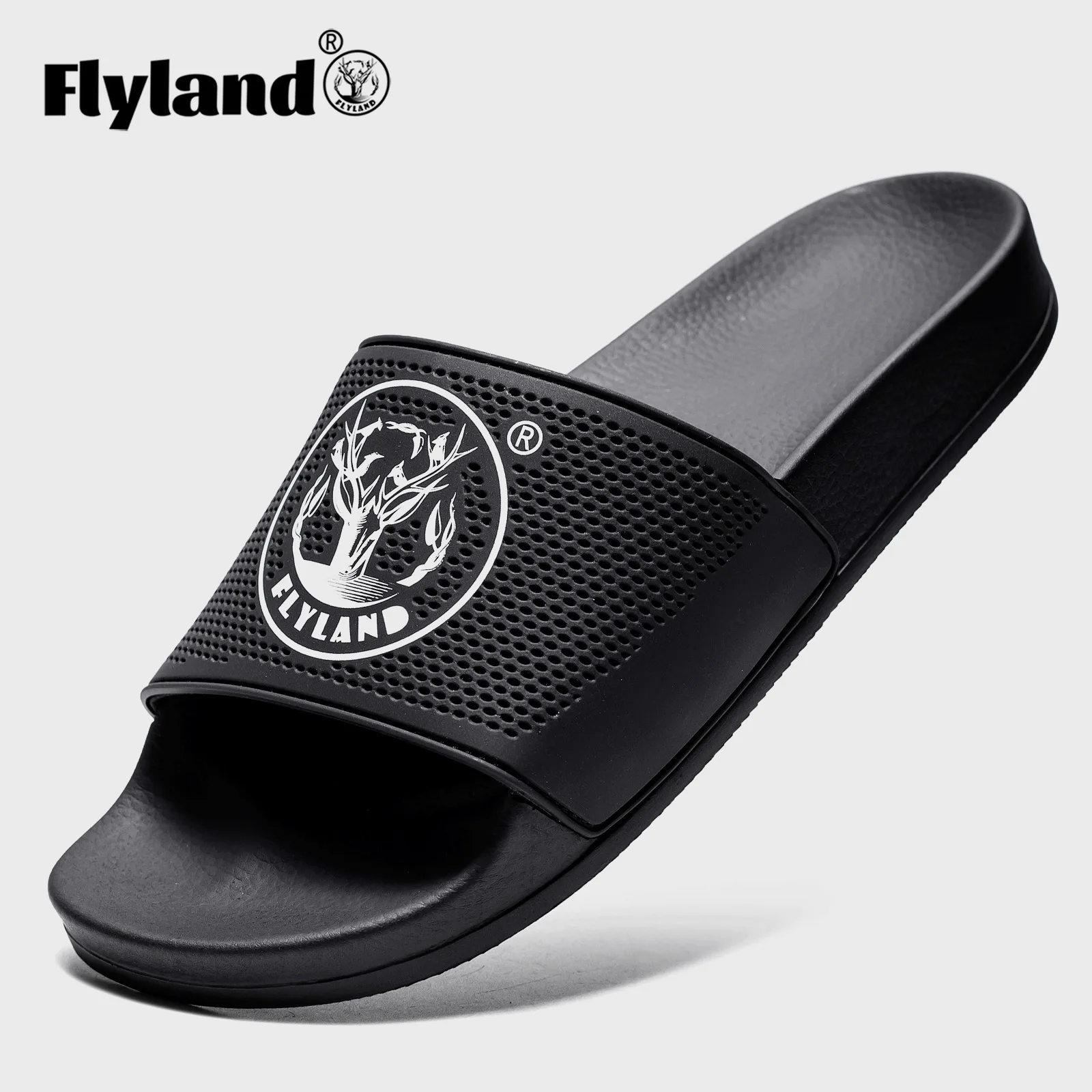 Flyland  Indoor Outdoor House Slippers Men Shoes Anti-Slip Quick-Drying Male Bathroom Slides Sandals