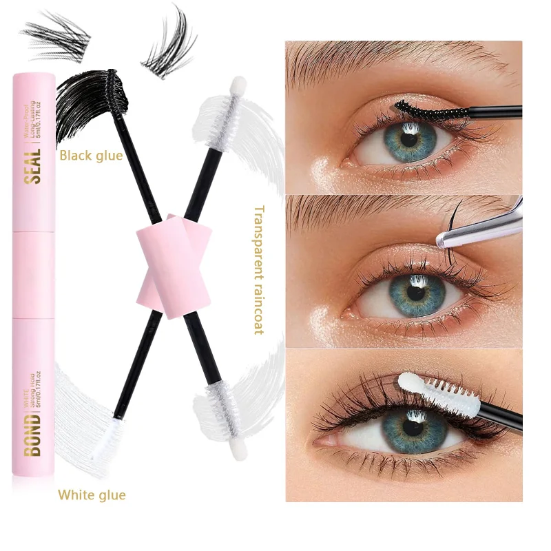 Dual-End Lash Bond And Seal Glue Cluster Lashes Lash Bond And Seal Lasting Waterproof DIY Eyelash Extension Black White LashGlu