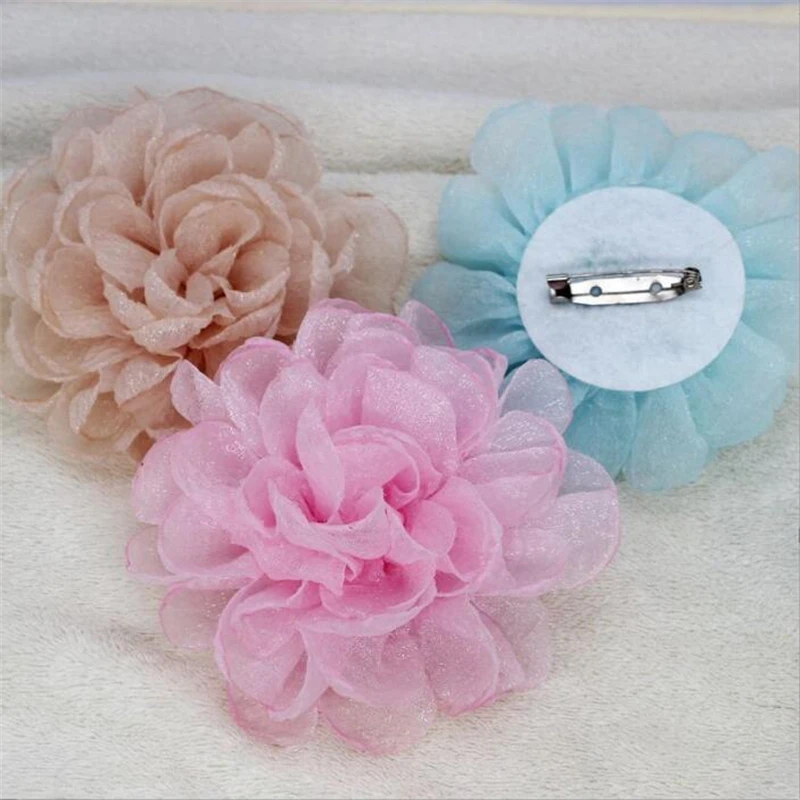50pcs/lot fashion 9cm handmake fabric cloth flower charm connectors for diy brooch headwear garment jewelry making accessories
