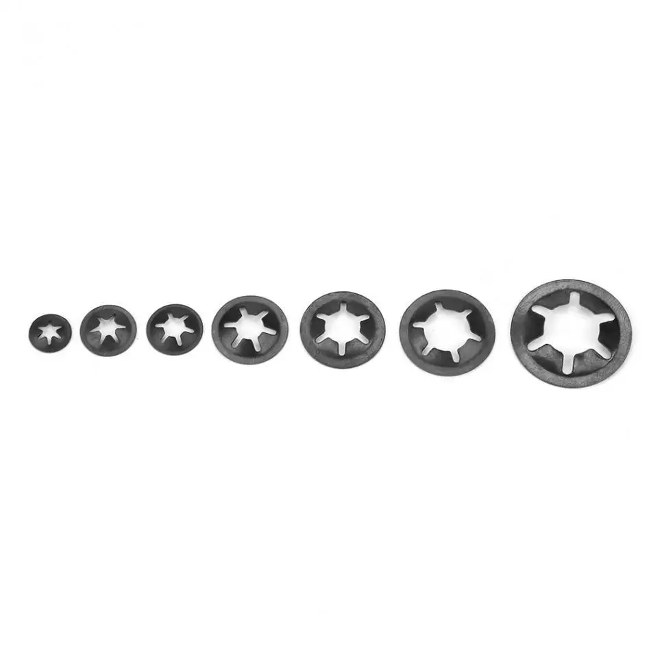 260Pcs M2‑M12 Manganese Steel Star Circlips Assortment Kit, Internal‑Tooth Locking Washers for Bearings