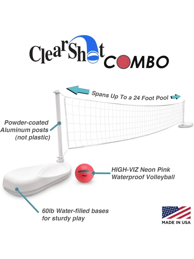-Rite Clear Shot 2-in-1 Full Court Pool Basketball & Volleyball Game Set
