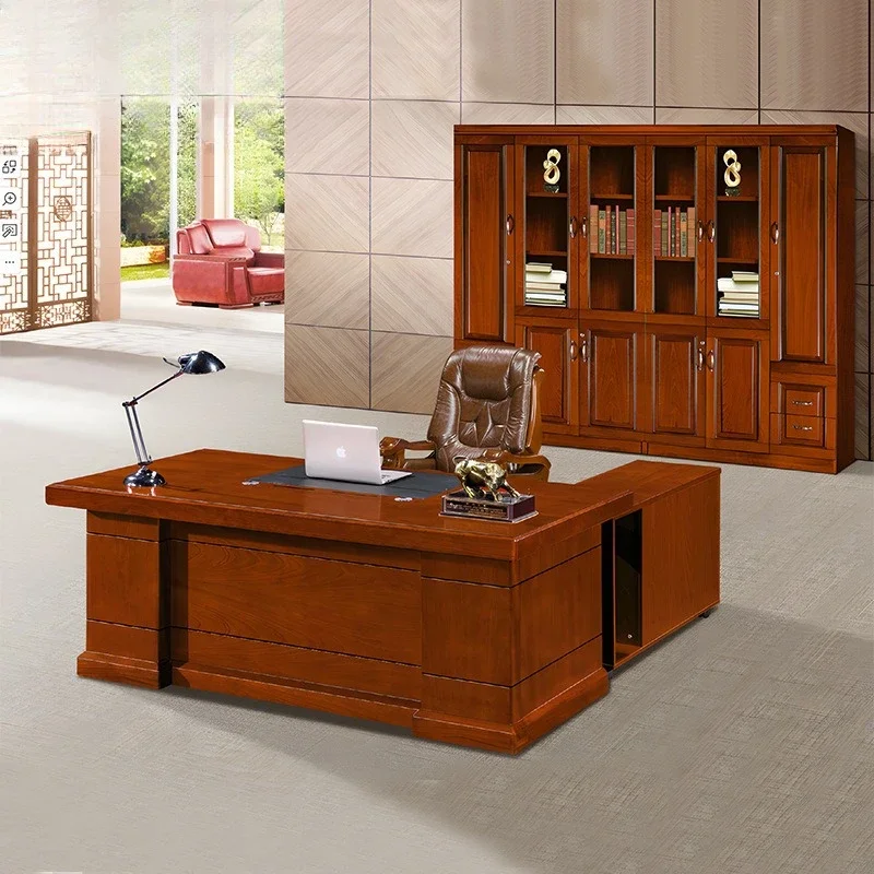 New Chinese-style boss  office president desk light luxury large dk solid wood, computer dk Zen desk furniture