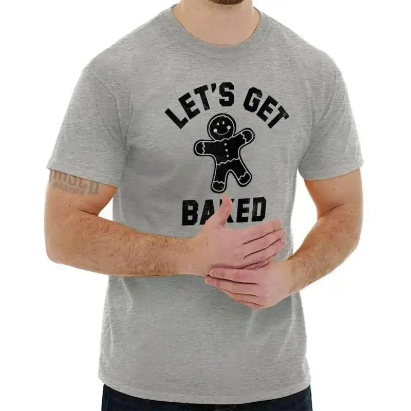 Lets Get Baked Merry Christmas Gingerbread Man Holiday Stoned T Shirt Tee