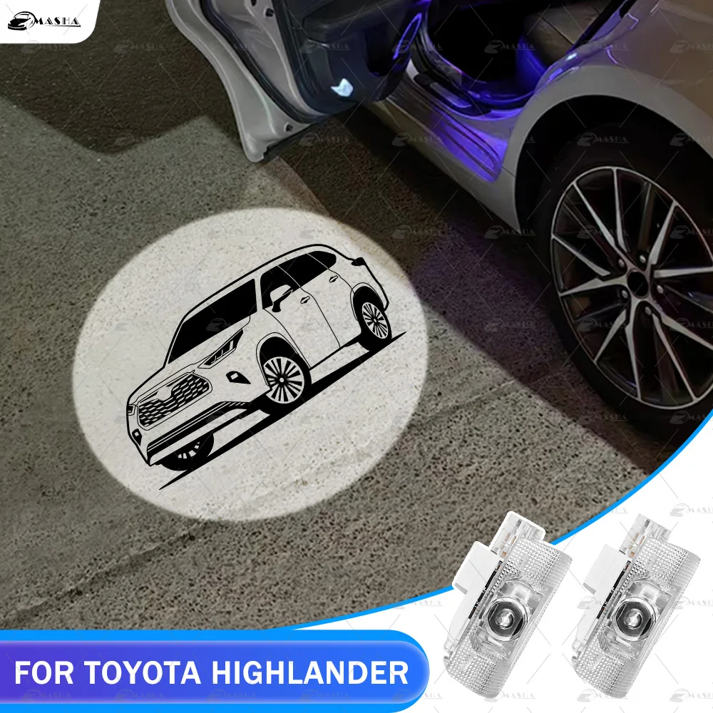 

LED Car Door Projector Courtesy Lights Ghost Shadow Welcome Lamp Accessories For Toyota Highlander XU50 XU70 2009-2022 2023 2024