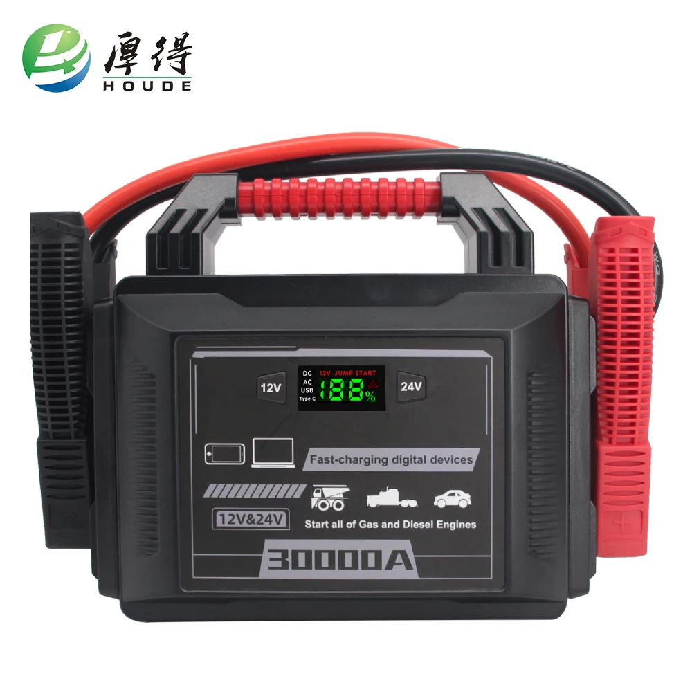 Portable 30,000A Lithium Heavy-duty Jump-Pack 12v/24v Jumper Cable Industrial Hand-Held Battery  Booster Jump Starter Power Pack