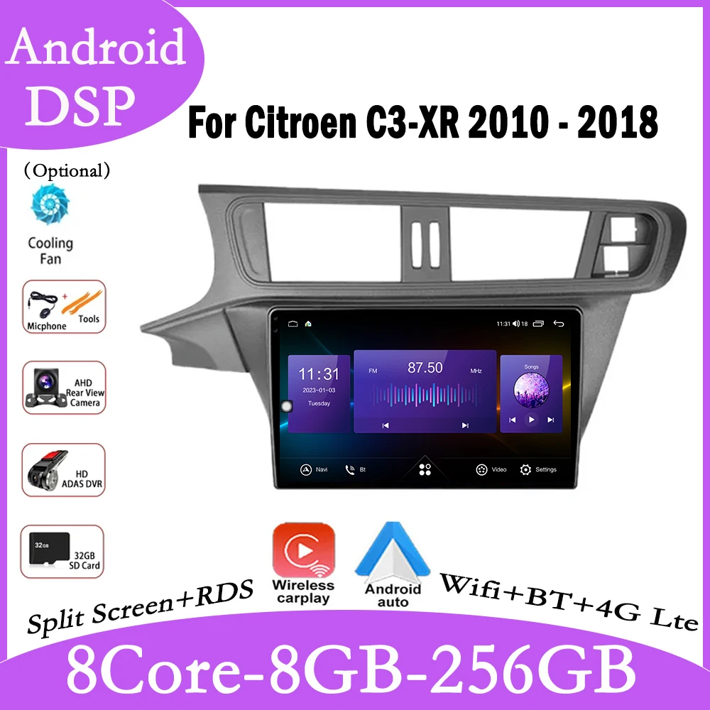 

10,2 lnch для Citroen C3-XR 2010 - 2018 Android 14 QLED IPS Автомагнитола мультимедийный видеоплеер навигация GPS автоголовное устройство