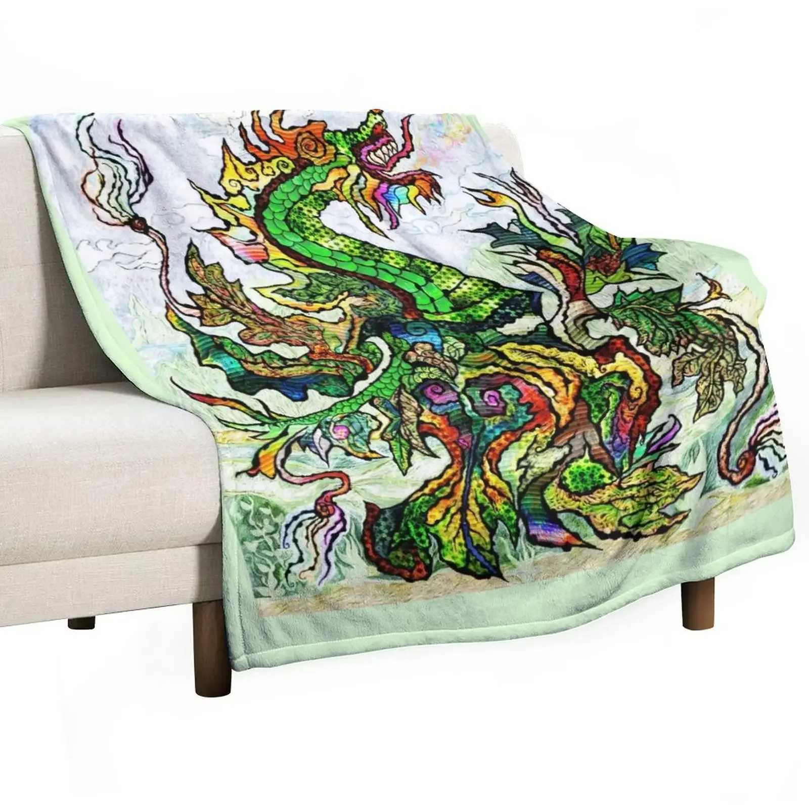 Margins Dragon Throw Blanket Flannels Thermal Blankets