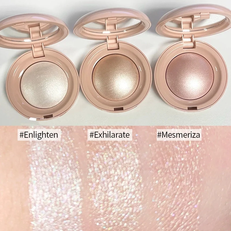 SELTENE SCHÖNHEIT Seidige Highlighter-Palette Aufhellende Palette Natürliche schimmernde Make-up-Puderpalette mit Spiegel, natürlich glatt
