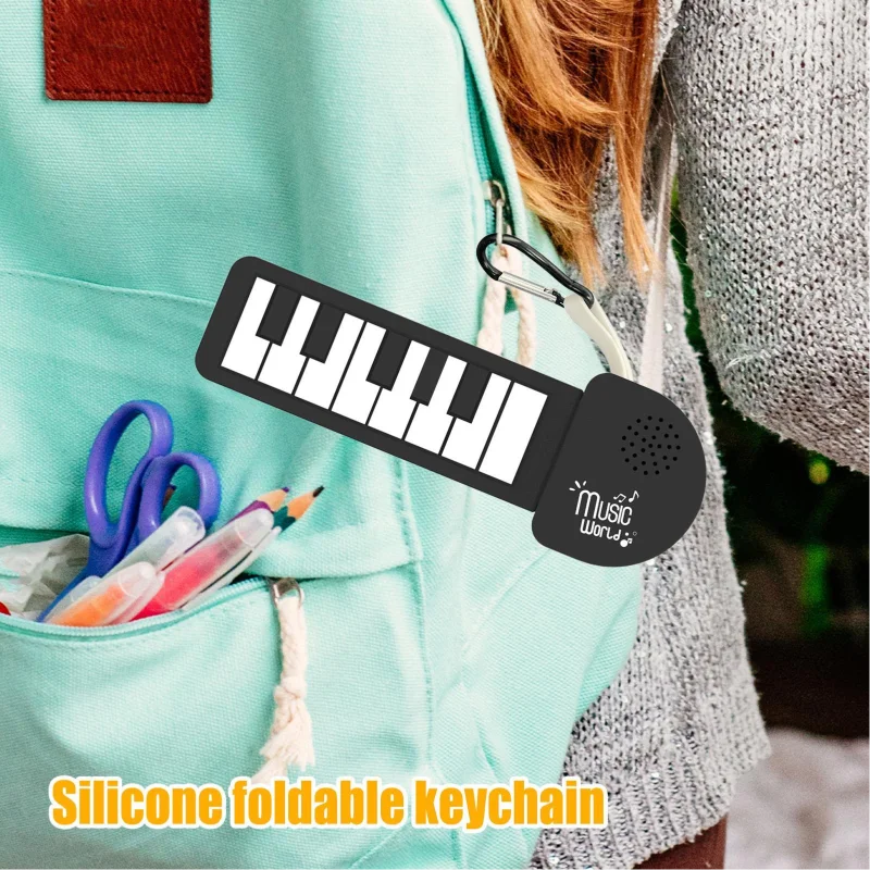 Mini Foldable Electronic Piano With Battery Rainbow Color Portable Mini Rainbow Guitar Easy To Play Musical Instrument
