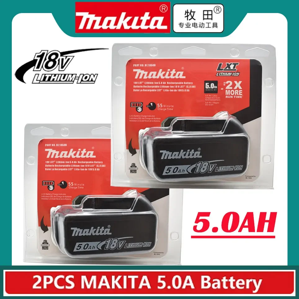 100% Original Makita 18V 5.0Ah Rechargeable Power Tool Battery, 18V Replaceable LED Lithium-ion, LXT BL1860B BL1860BL1850 BL1830