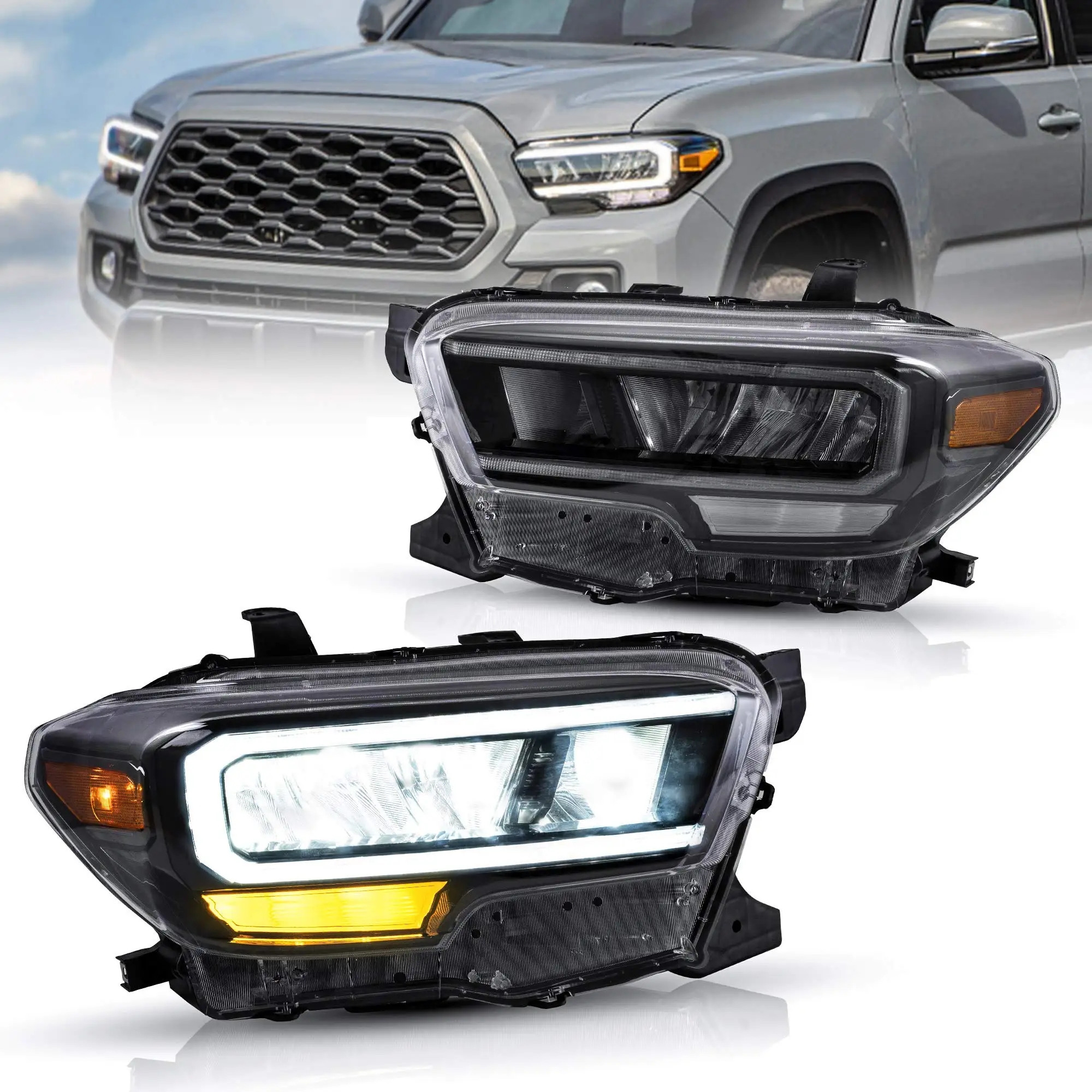 For Toyota Tacoma 2016-2019 LED Headlights Assembly Fit for 3rd Gen N300 Projector Headlamp W/ DRL OE 81110-04270 81150-04270