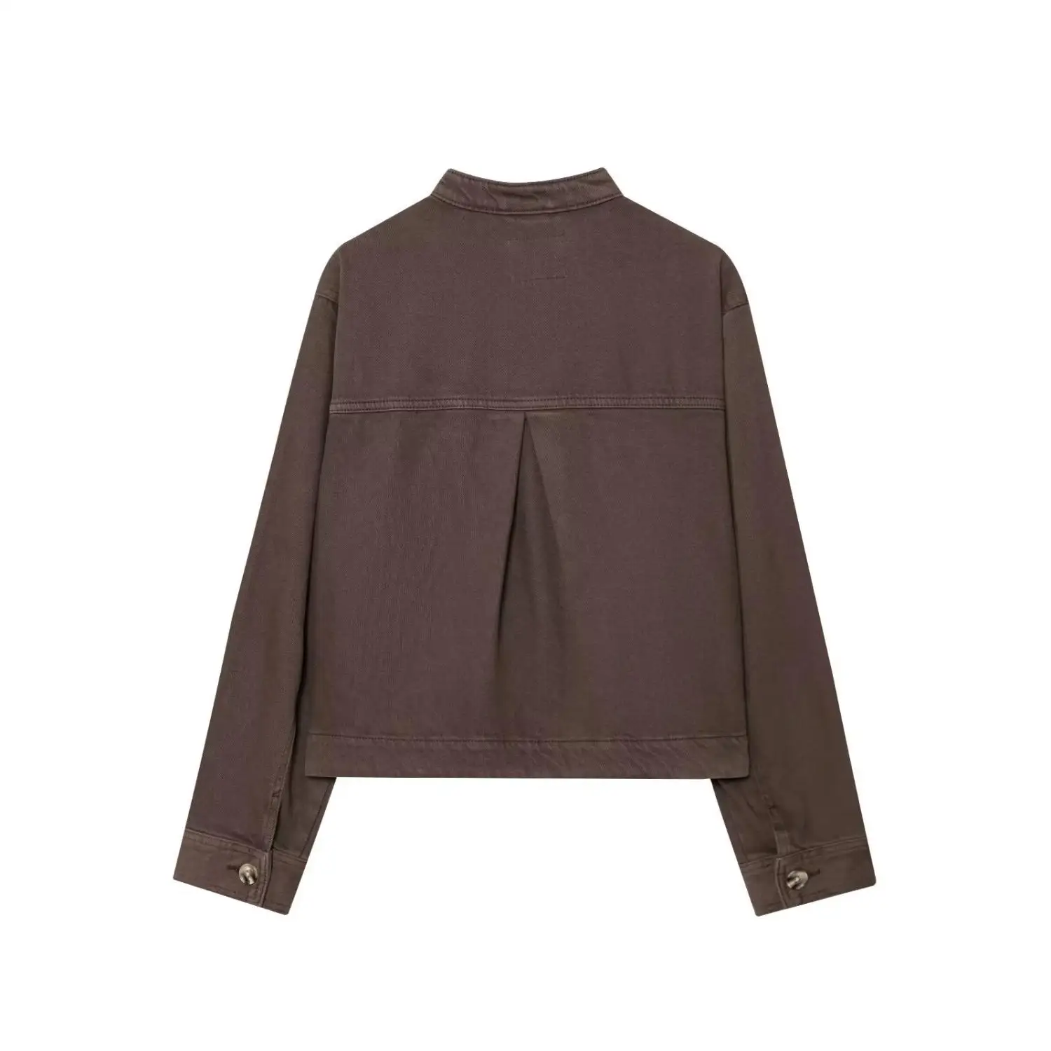 

Faionable Casual Sle Denim Jaet Women's ort Outerwear Striped Fabric Jaet Loose Fit Long Sve Stand Collar