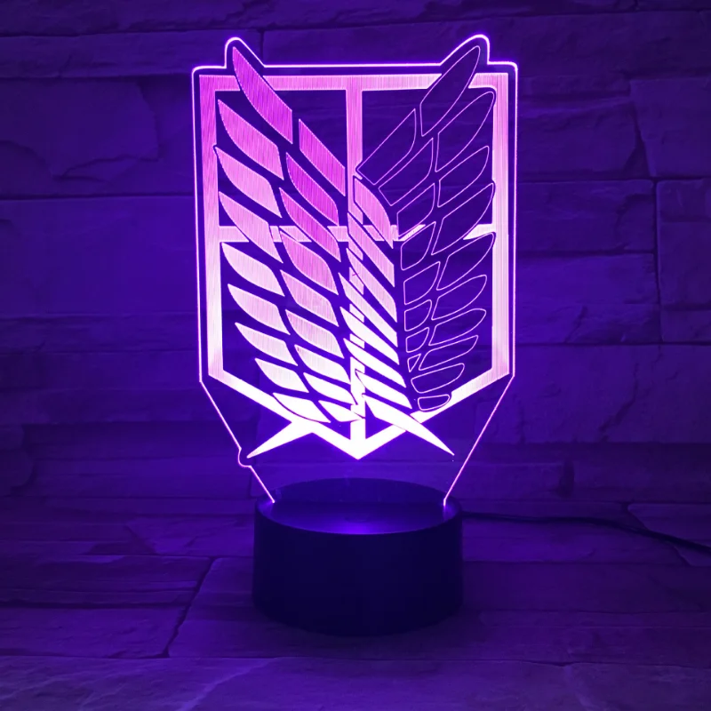 Anime Attack on Titan Eren Yeager 3d Nightlight for Room Decor Cartoon Shingeki No Kyojin Led Beside Lamp Kids Birthday Gift