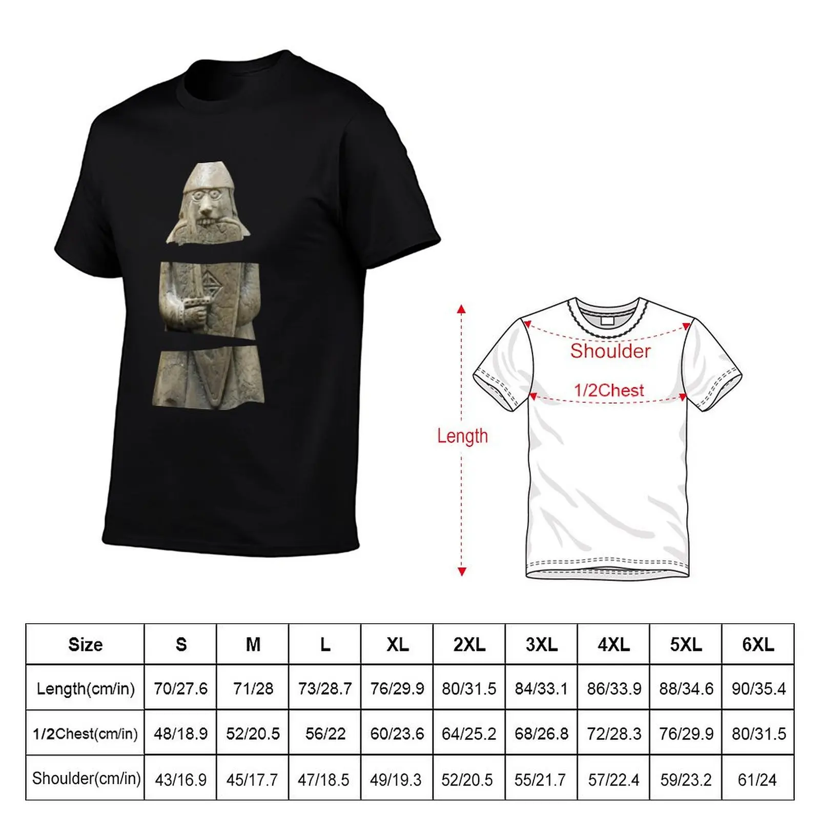 Lewis Viking Chessmen - Shield-Biting Berserker, Slashed Design T-Shirt t shirt for man t shirts designer T-Shirt