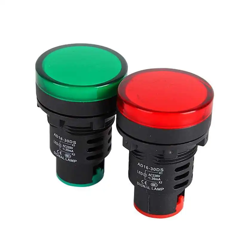 5PCS AD16-30D/S LED Power Indicator Pilot Signal Light Lamp AD16-30DS AC DC 12V 24V 110V 220V Red Green Blue 30mm beacon light